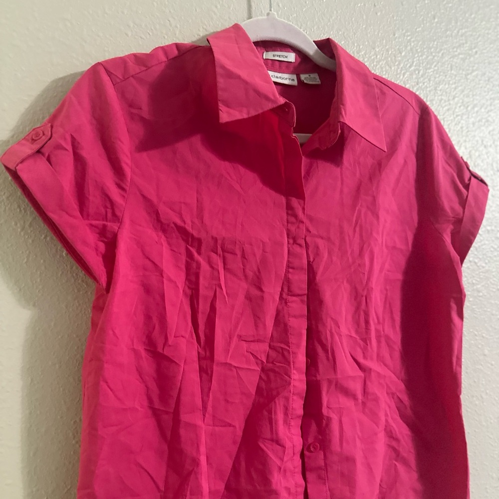 🐣Liz Claiborne Fuchsia Button-Down Shirt - Picture 5 of 10